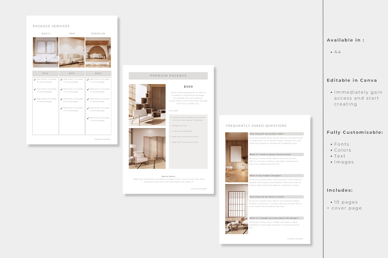 Interior Design Service and Pricing Guide, Client Welcome Book, Canva ...