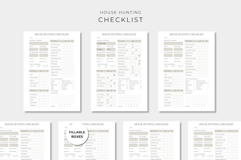 House Hunting Checklist, Editable Checklist, Property Search, Home Organisation Document, House Buying Planner image 1