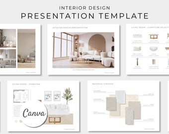 Interior Design Presentation Template, Editable Canva Template, Client Presentation Template, Interior Design Mood Board, Finishes Schedule