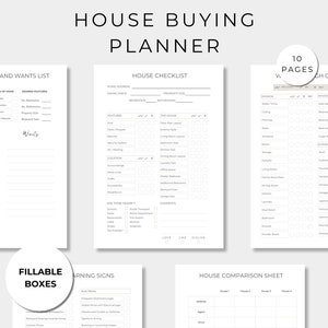 Planerare för husköp, checklista för husköp, dokument för husjakt, paket med hemorganisation, digital checklista