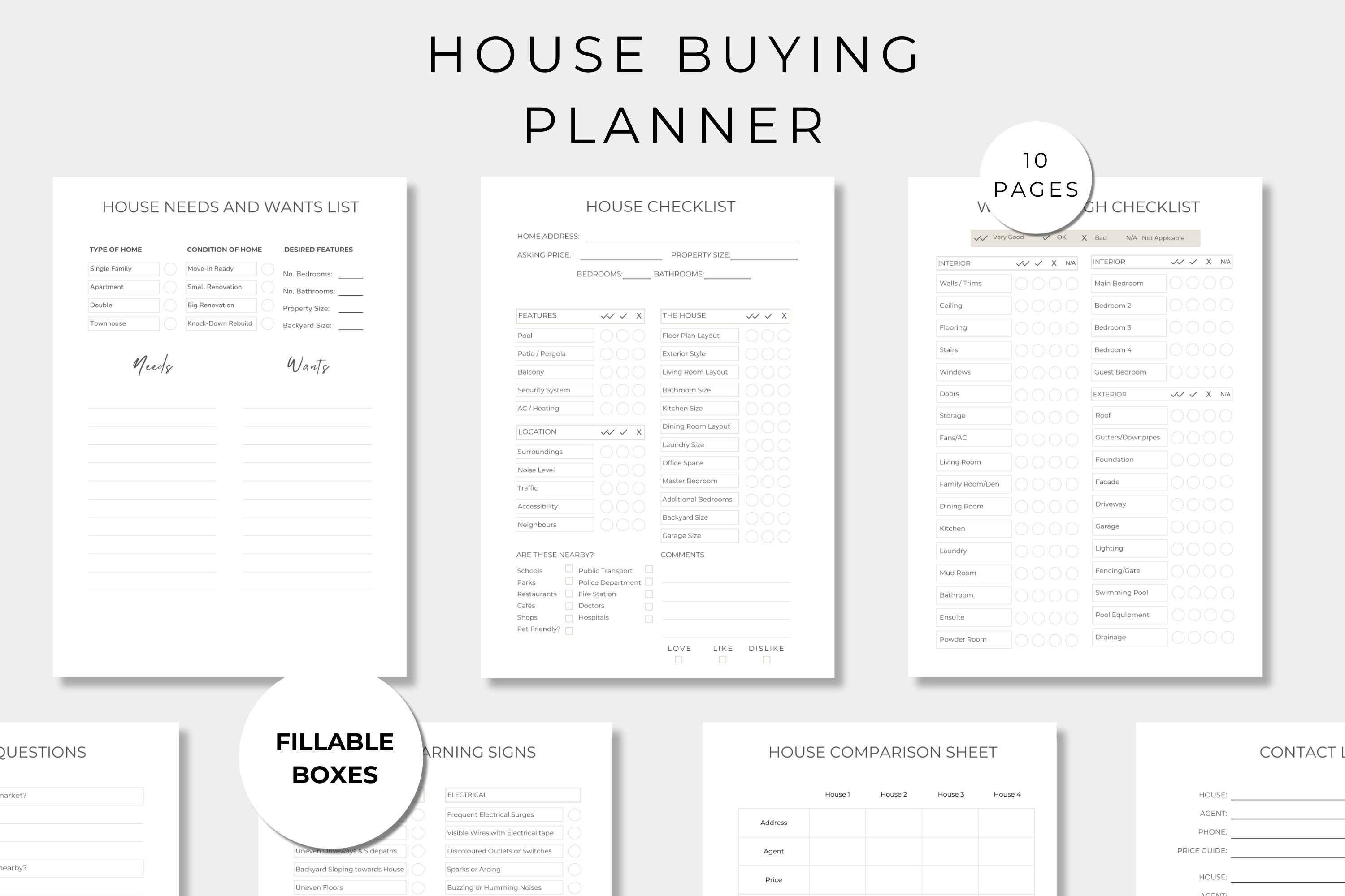 House Buying Planner, Home Purchasing Checklist, House Hunting ...