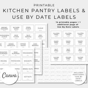 Printable Kitchen Pantry Labels, Canva Pantry Label , DIY Printable Labels, Editable Kitchen Labels , Kitchen Organisation, Instant Download