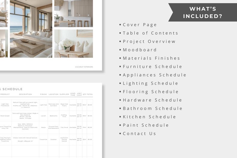 Client Finishes and Fixtures Schedule, FF&E Schedule, Canva Template ...