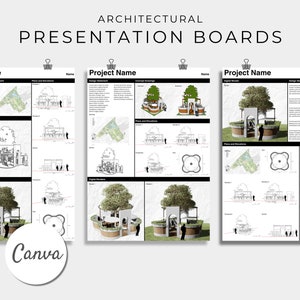 Architectural Presentation Boards, Drawing Boards, Canva Presentation Board, Interior Design Panel, Editable Template for Architects