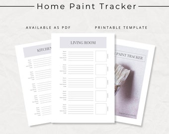 Home Paint Tracker, Household Paint Colour Log, Paint Colour Tracker , Printable Template, Household management, PDF template