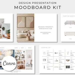 Design Presentation Mood Board Kit, Editable Canva Template, Interior Design Mood Board Template, Project Proposal, Furniture Selection