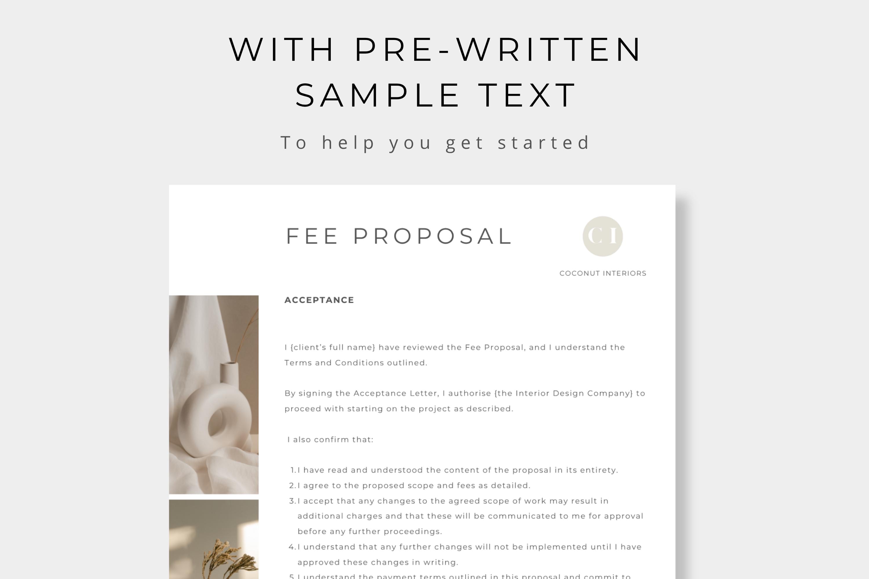 Interior Design Fee Proposal, Canva Design Template, Project Invoice ...