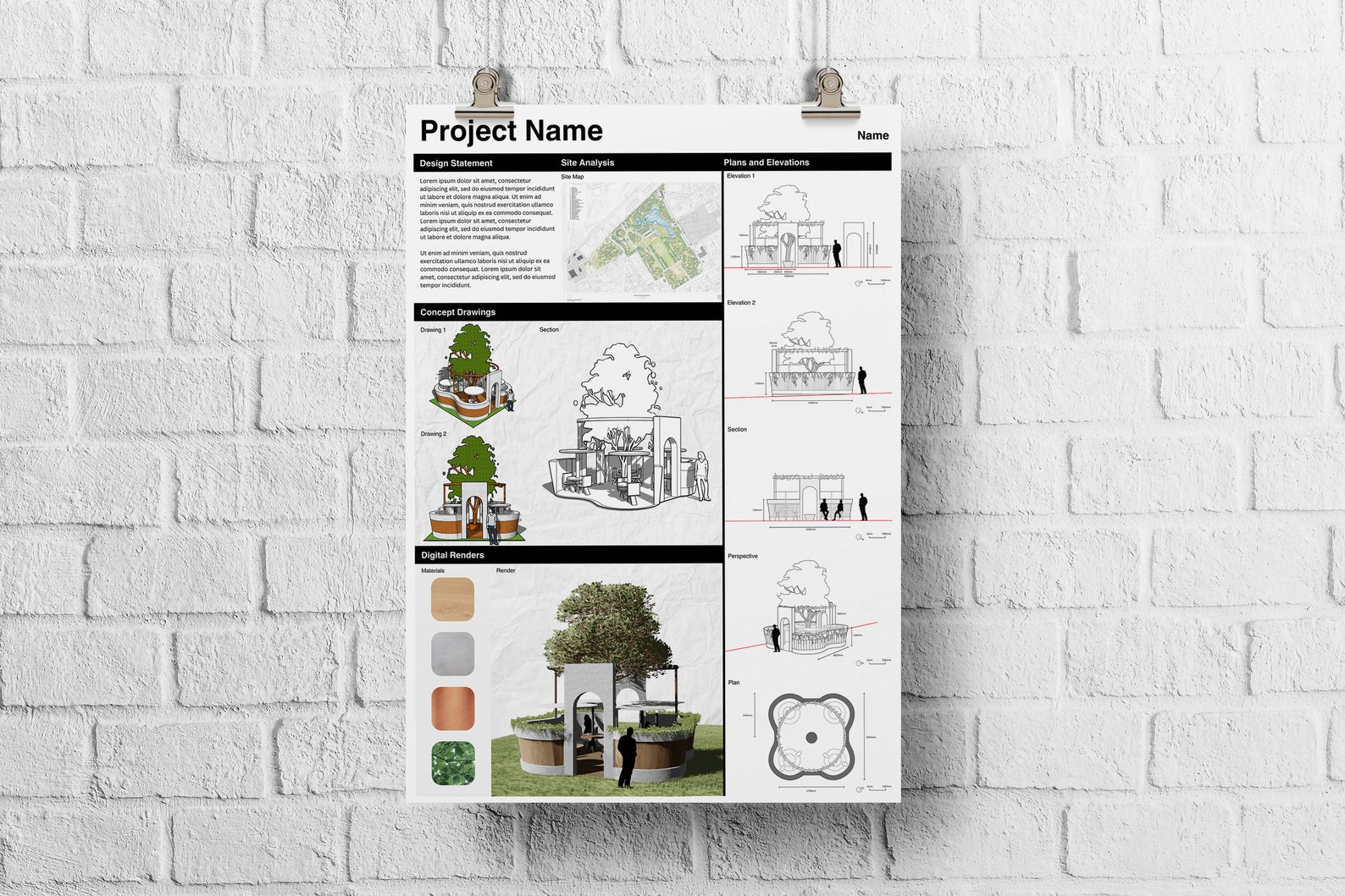 Architectural Presentation Boards, Drawing Boards, Canva Presentation ...