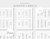 Printable Binder Labels, Home Organisation, Editable Canva Template, Folder Stickers