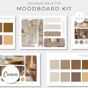 Colour Palette Mood Board Kit, Interior Design Colour Trend, House Paint Colors, Canva Template, Editable Concept Board, Renovation Template