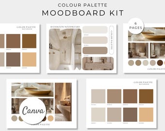 Colour Palette Mood Board Kit, Interior Design Presentation, Editable Canva Template, Sample Board, Home Renovation Ideas