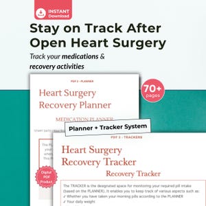 Heart Surgery Recovery Planner & Tracker Printable PDF – Medication Tracker, Recovery Log, 70+ Pages (Digital PDF Download)