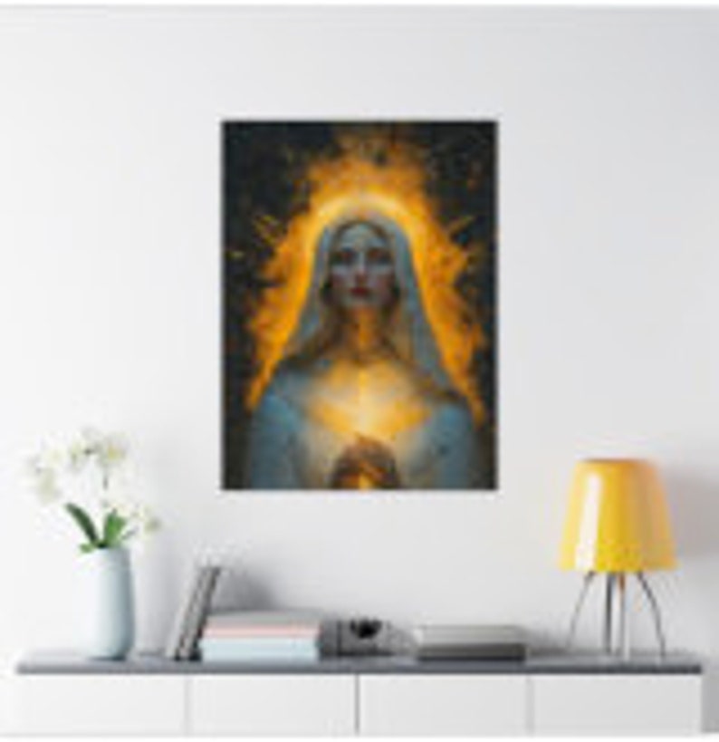 A Poster of Mother Mary in Her Light and Radiance. A Beautiful and