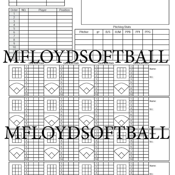 Softball Pitch Chart Etsy