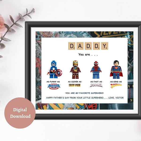Personalized Father’s Day dad you are my superhero, Gifts for Dad, you are my favorite hero, Personalized Photo,Printable Fathers Day Gift