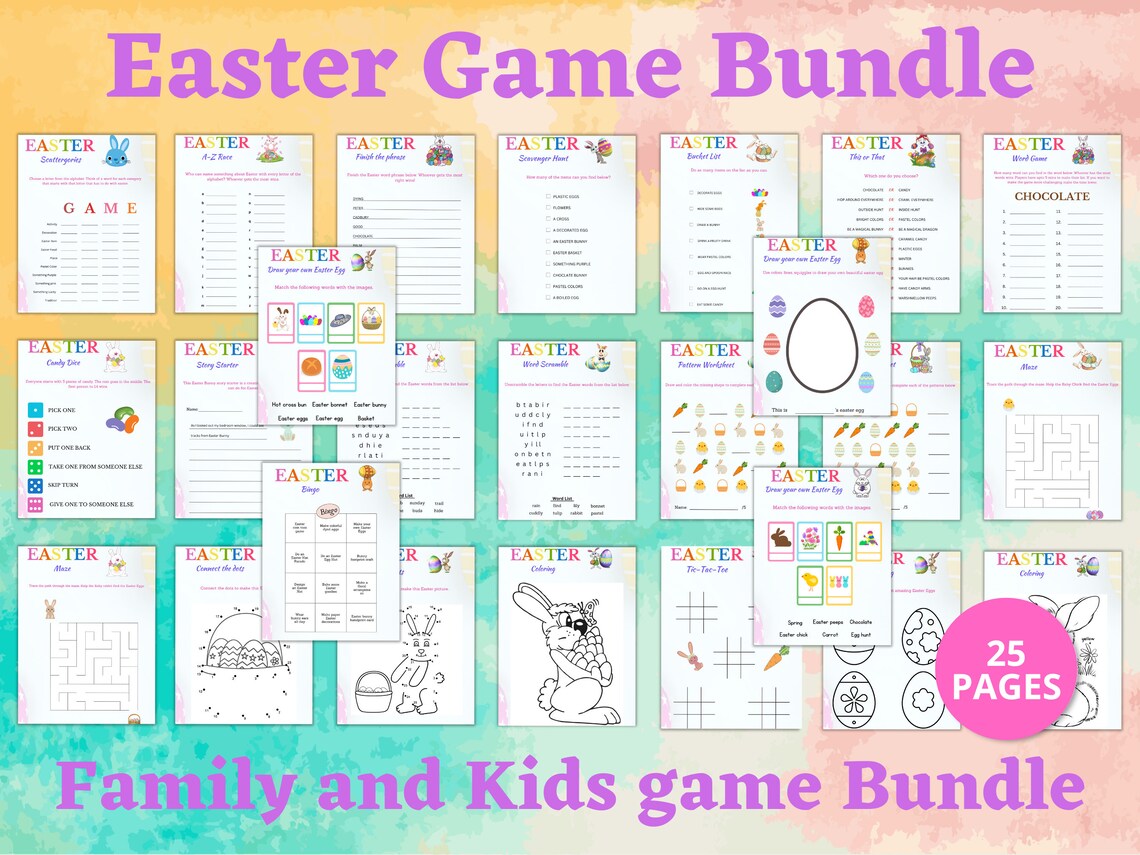 Easter Game Bundle | Printable Easter Games for Kids and Adults | Party Games and Activities ...