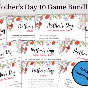 Mother&#39;s Day Game Bundle | Printable Mother&#39;s Day Games For Kids and Adults | Party Games and Activities | Family Games | Classroom Games