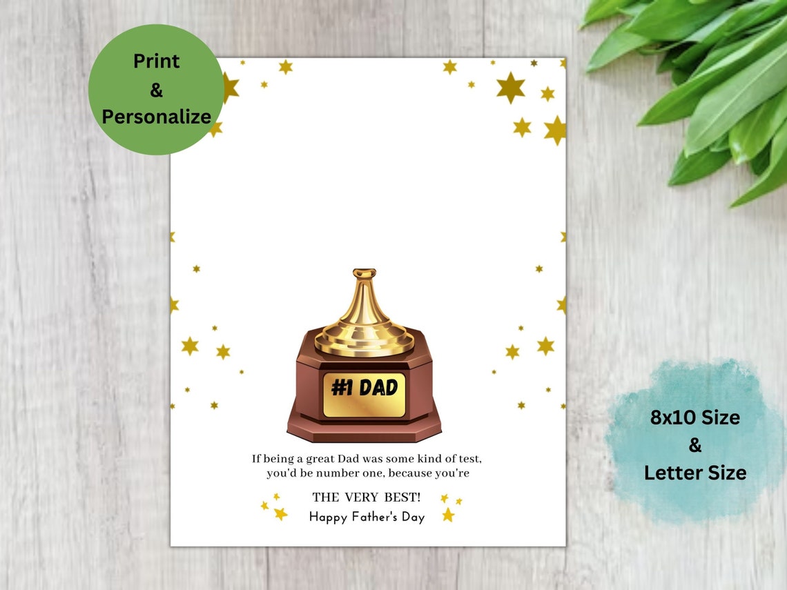 Fathers Day Trophy Handprint Art for Dad, Handprint Craft Printable ...