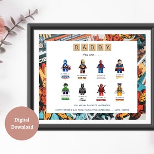 Personalized Father’s Day, Birthday, dad you are my superhero, Gifts for Dad, you are my favorite hero, Personalized Photo, Printable Gift