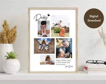 Collage de fotos de papá Plantilla de regalo de fotos del día del padre personalizado Archivo imprimible Regalo de papá personalizado Regalo de cumpleaños del Día del Padre para papá de niños