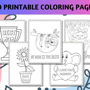 Mother&#39;s Day Coloring Pages, 20 Printable Mom Coloring Pages for Kids, Boys, Girls, Teens. Gift for Mom, Mom Coloring Book, Instant Download