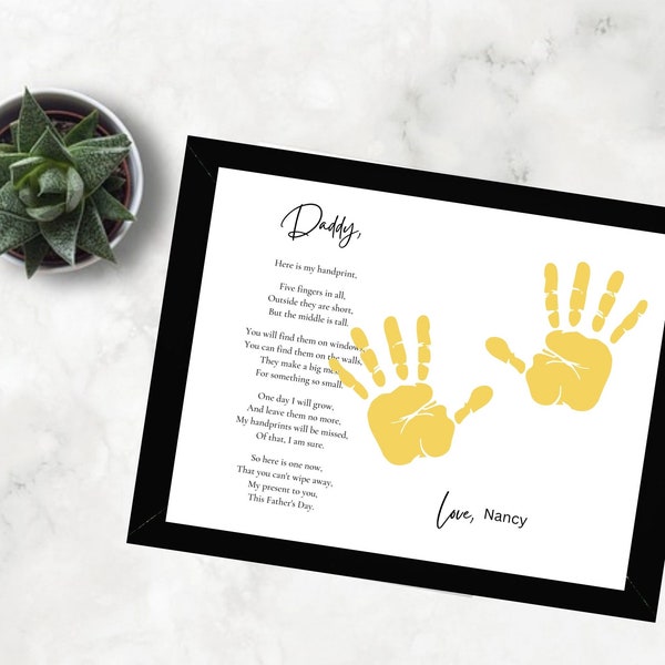 Handprint Art Craft / Daddy Dad Poem / Father's Day / Kids Baby Toddler Keepsake Memory Craft DIY Card / Daddy Poem Card /Printable download