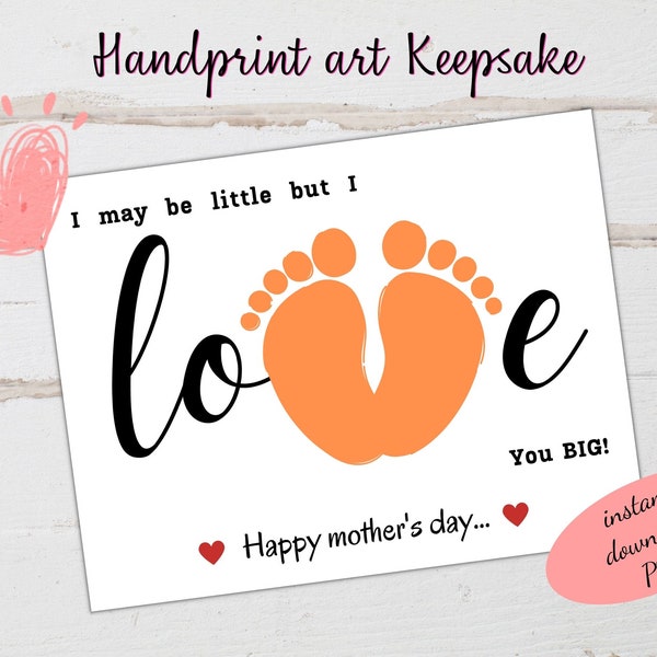 Mother's Day Footprint Art, Baby Feet Keepsake, Printable Mother's Day Card, DIY Kids Craft, Baby Footprint Art, Love Footprint Heart