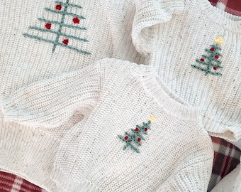 Mommy and Me Christmas Holiday Sweaters - Matching Christmas Tree Sweaters - Includes 1 Adult and 1 baby/kids Sweater