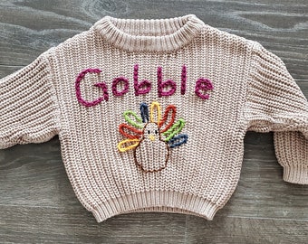 Peuter Thanksgiving trui-baby/peuter grof gebreide trui