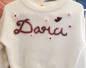 Custom Baby Name Sweater with Small Designs - Baby/Toddler Sweater