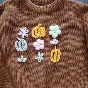 Toddler Fall Sweater -Hand Embroidered Baby/Toddler Sweater - Ready to Ship - 12-18M