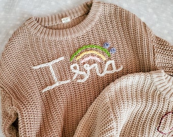 Suéter personalizado con nombre de bebé con un diseño grande - Suéter para bebé/niño pequeño