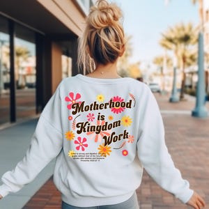 Motherhood Retro Christian Sweatshirt, Crewneck Top, Vintage Christian Apparel, Retro Mom Gift, Christian Graphic Pullover, Bible Verse Gift