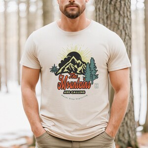 Men&#39;s Tshirt Outdoor Adventure Shirt Mountain Forest Tshirt Explore Shirt Hiking Shirt