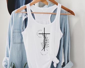 Christian Women's Flowy Racerback Tank Top, Summer Religious Bible Verse Cross Top, Women's Clothing