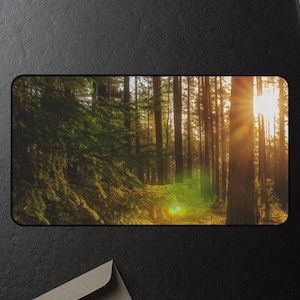 Forest Desk Mat Nature Mousepad Landscape Mouse Pad Decor Gift For Gamer Extra Large Office Keyboard Mat Sunrise Desk Mat