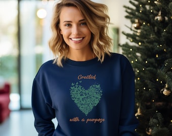 Trendy Christian Crewneck Sweatshirt gemaakt met een doel Sweatshirt Geloof Sweatshirt Cadeau voor haar Jezus Sweatshirt Christelijke kleding