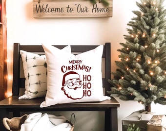 Santa Christmas Accent Pillow Christmas Decor Square Pillow Cover Santa Pillow Vintage Holiday Decorations Throw Pillow Christmas Party