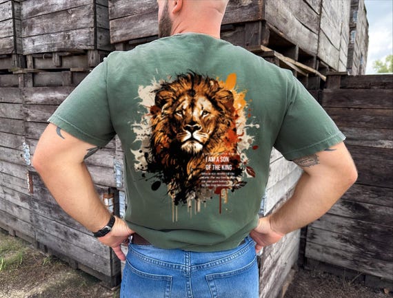 Bible Verse T-Shirt, Lion Graphic Shirt, Inspirational Gift for Him, Comfort Colors Tee, Christian Apparel, Jesus Shirt, 2 Corinthians