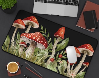 Pilz Schreibtischmatte Dark Cottagecore Mousepad Botanisches Design Mauspad Tastaturmatte Pilz Computer Schreibtischunterlage Home Office Decor