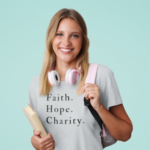 Theological Virtues Traditional Catholic T-Shirt Catholic Gift for Women's tshirt, Faith Hope Charity shirt for Catholic Latin Mass Women