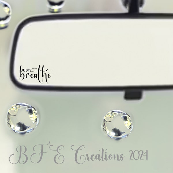 Just breathe Rearview Mirror Decal. Positive Affirmation for Mental Health. Car Accessory Gift. Gift For Her. Teen Driver.