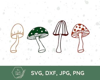 Mushroom SVG Bundle, Botanical Fungi Graphics (Digital Download)