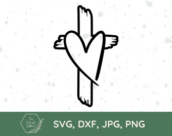 Croce e cuore SVG, Pasqua cristiana, Scrittura dell'amore (download digitale)