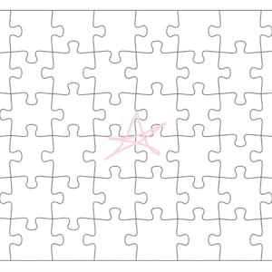 Pode incluir: Um quebra-cabeça branco com uma estrela rosa no centro.