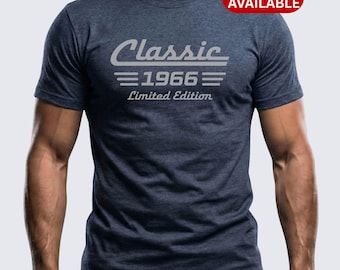 60th Birthday Shirt Born in 1966, Classic Car Limited Edition Cotton Tee for Men