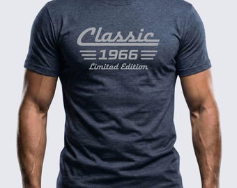 60th Birthday Shirt Born in 1966, Classic Car Limited Edition Cotton Tee for Men
