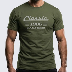 Camiseta de algodón de edición limitada de coche clásico para hombre, nacida en 1986, 40.º cumpleaños.