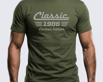 Camiseta de algodón de edición limitada de coche clásico para hombre, nacida en 1986, 40.º cumpleaños.