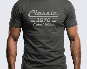 50th Birthday Shirt Born in 1976, Classic Car Limited Edition Cotton Tee for Men
